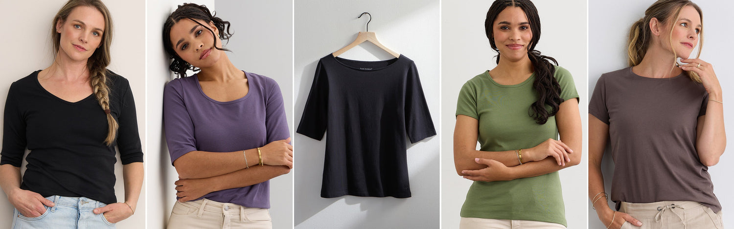shop organic tees and tops for women | ethically made organic pima cotton t-shirts fair trade