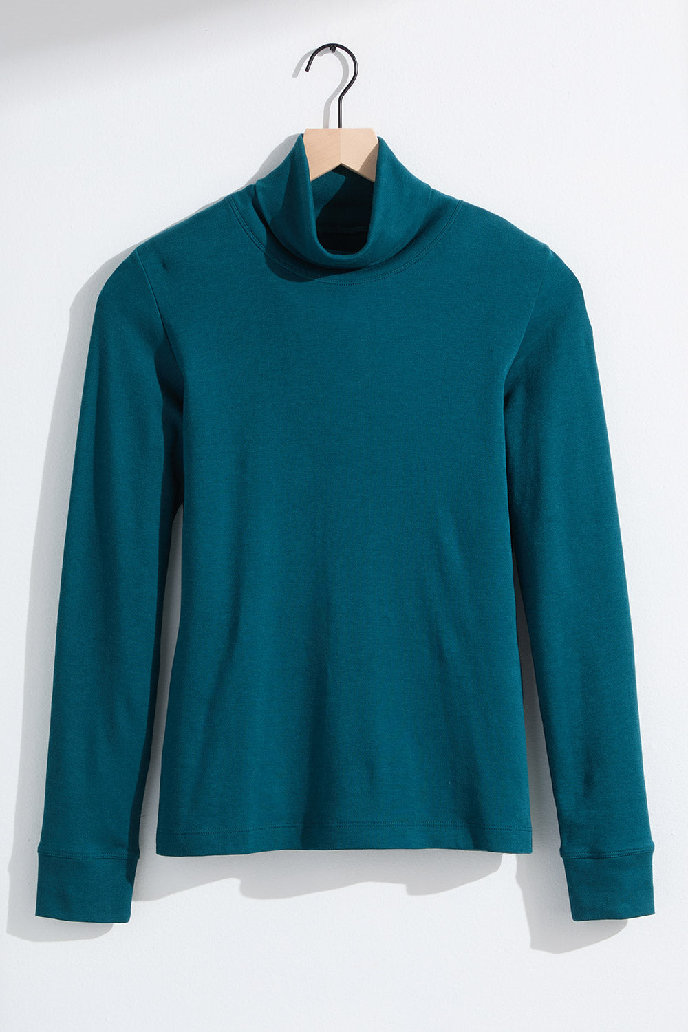 Women's Luxe 100% Organic Cotton Turtleneck | Deep Teal Green | Fair Indigo | Ethically Made Clothing | Fair Trade Clothes