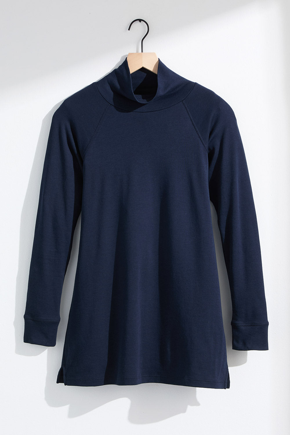Women's Luxe Organic Cotton 100% Cotton High-Neck Tunic | Dark Navy Blue | Fair Indigo | Ethically Made Clothing | Fair Trade Clothes