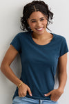 Women's Organic Cotton Scoop Neck Tee | Dark Ocean Blue | Fair Indigo | Ethically Made Clothing | Fair Trade Clothes
