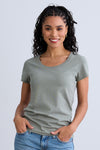 Women's Organic Cotton Scoop Neck Tee | Sage Green | Fair Indigo | Ethically Made Clothing | Fair Trade Clothes