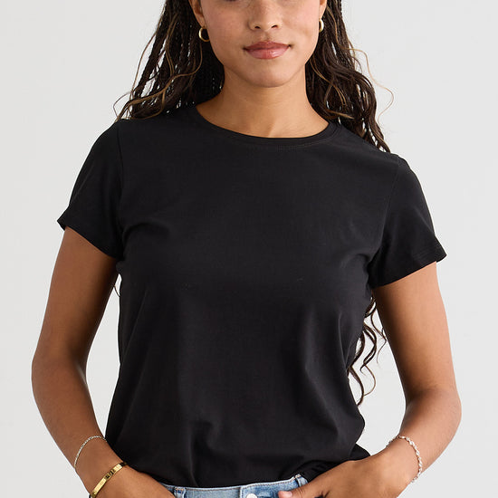 Women's Organic Cotton Relaxed Crew Neck T-shirt | Black | Fair Indigo | Ethically Made Clothing | Fair Trade Clothes