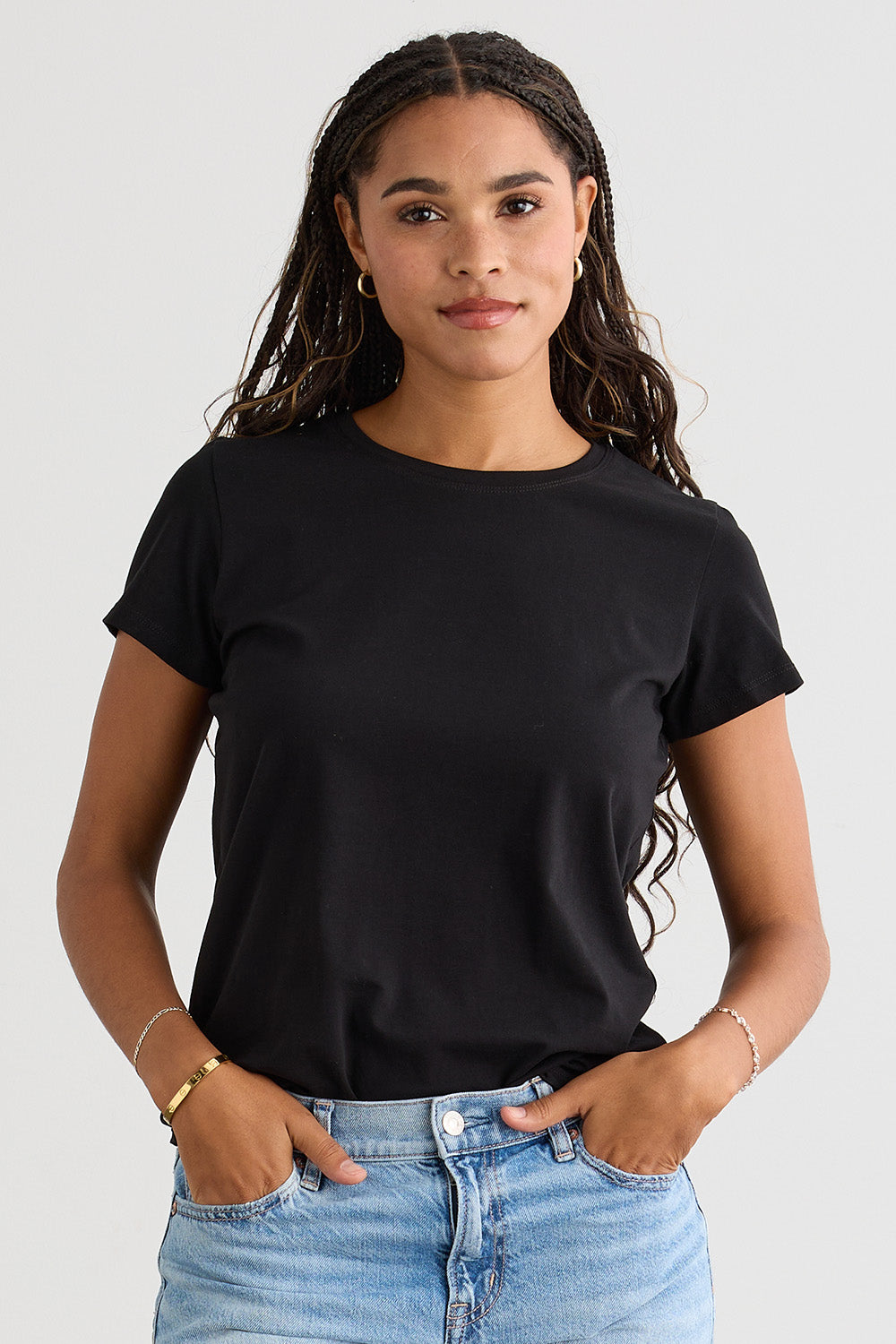 Women's Organic Cotton Relaxed Crew Neck T-shirt | Black | Fair Indigo | Ethically Made Clothing | Fair Trade Clothes