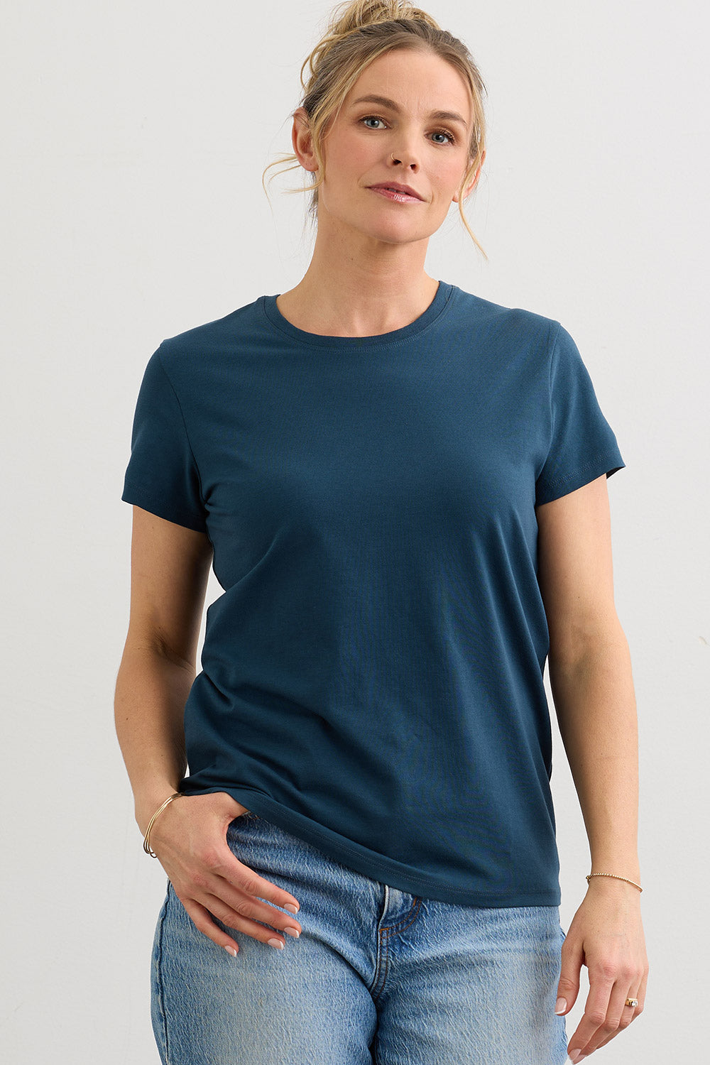 Women's Organic Cotton Relaxed Crew Neck T-shirt | Dark Ocean Blue | Fair Indigo | Ethically Made Clothing | Fair Trade Clothes