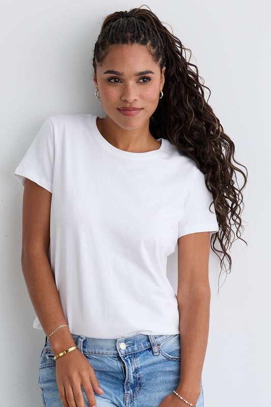 Women's Organic Cotton Relaxed Crew Neck T-shirt | White | Fair Indigo | Ethically Made Clothing | Fair Trade Clothes