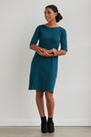 Women's 100% Organic Cotton Boat Neck Dress | Deep Teal Green | Fair Indigo | Ethically Made Clothing | Fair Trade Clothes