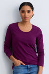 Women's Organic Cotton Long Sleeve Scoop Neck Tee | Plum Purple | Fair Indigo | Ethically Made Clothing | Fair Trade Clothes
