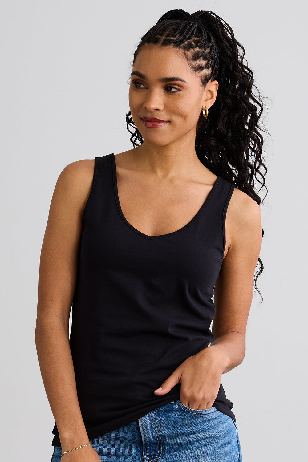 Women's Organic Cotton Reversible 2 in 1 Tank Top | Black | Fair Indigo | Ethically Made Clothing | Fair Trade Clothes