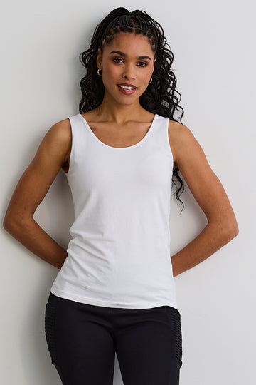 Women's Organic Cotton Reversible 2 in 1 Tank Top | White | Fair Indigo | Ethically Made Clothing | Fair Trade Clothes