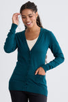 Women's Organic Cotton Boyfriend Cardigan | Deep Teal Green | Fair Indigo | Ethically Made Clothing | Fair Trade Clothes