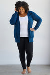Women's Organic Cotton Boyfriend Cardigan | Peacock Blue | Fair Indigo | Ethically Made Clothing | Fair Trade Clothes