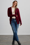 Women's Organic Cotton Boyfriend Cardigan | Wine Purple | Fair Indigo | Ethically Made Clothing | Fair Trade Clothes