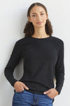 Women's Organic Cotton Long Sleeve Crew Neck T-shirt | Black | Fair Indigo | Ethically Made Clothing | Fair Trade Clothes