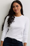 Women's Organic Cotton Long Sleeve Crew Neck T-shirt | White | Fair Indigo | Ethically Made Clothing | Fair Trade Clothes