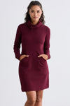Women's Organic Cotton French Terry Weekend Dress | Burgundy Red | Fair Indigo | Ethically Made Clothing | Fair Trade Clothes