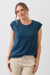 Women's Organic Cotton Cap Sleeve Easy Tee | Dark Ocean Blue | Fair Indigo | Ethically Made Clothing | Fair Trade Clothes