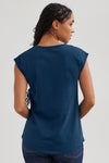Women's Organic Cotton Cap Sleeve Easy Tee | Dark Ocean Blue | Fair Indigo | Ethically Made Clothing | Fair Trade Clothes