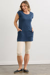 Women's Organic Cotton 100% Cotton Cap Sleeve Pocket Tunic | Indigo Blue | Fair Indigo | Ethically Made Clothing | Fair Trade Clothes