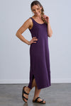 Women's 100% Organic Cotton Midi Tank Dress | Eggplant Purple | Fair Indigo | Ethically Made Clothing | Fair Trade Clothes