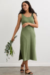 Women's 100% Organic Cotton Midi Tank Dress | Willow Green | Fair Indigo | Ethically Made Clothing | Fair Trade Clothes