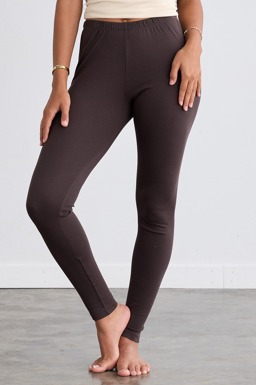 Women's Organic Cotton 100% Cotton Leggings 30 in | Chocolate Brown | Fair Indigo | Ethically Made Clothing | Fair Trade Clothes