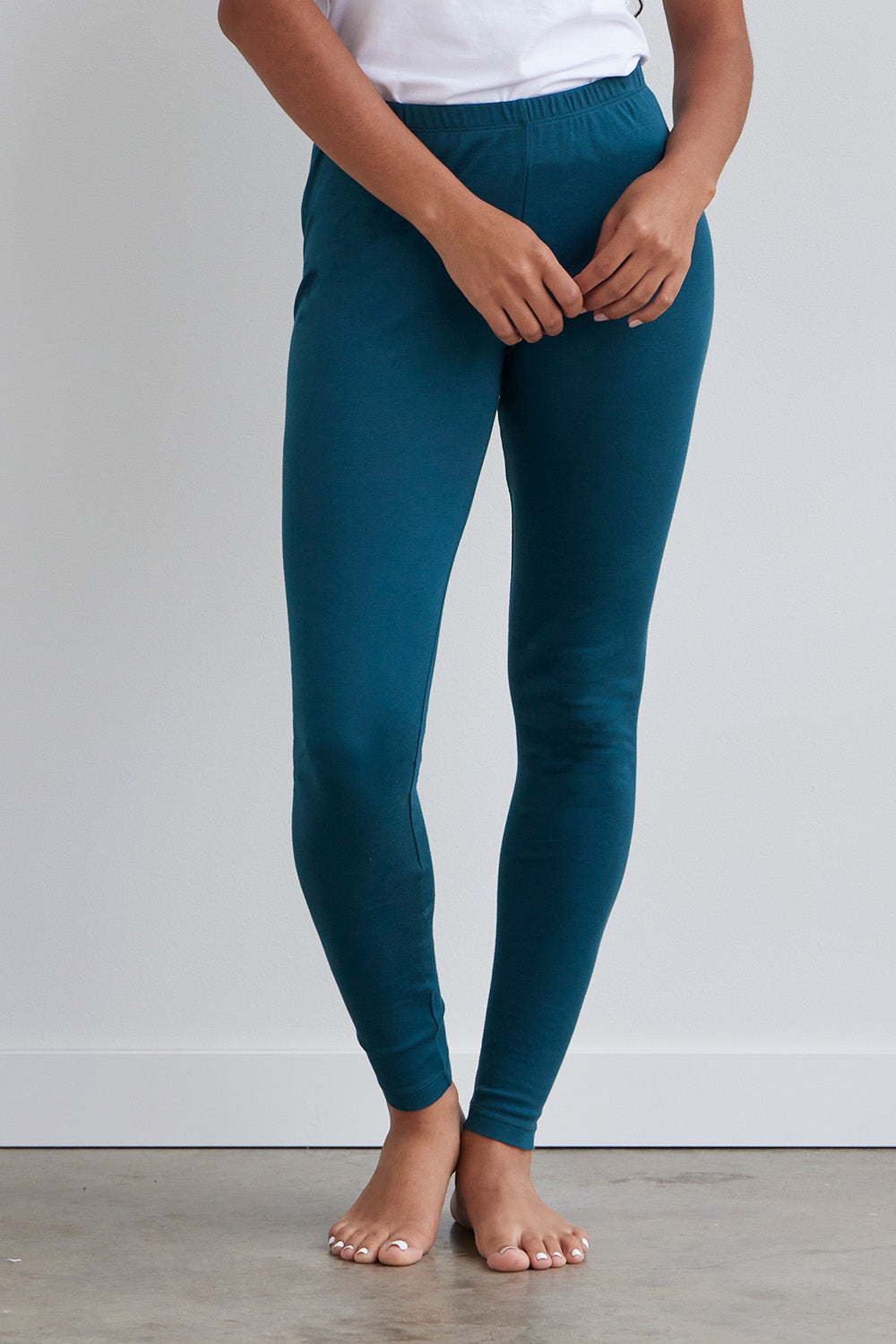 Women's Organic Cotton 100% Cotton Leggings 30 in | Deep Teal Green | Fair Indigo | Ethically Made Clothing | Fair Trade Clothes
