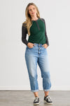 Women's Organic Cotton Raglan Sleeve Henley | Green Grey | Fair Indigo | Ethically Made Clothing | Fair Trade Clothes