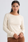 Women's Luxe 100% Organic Cotton Jewel Neck Long Sleeve Tee | Undyed Dye Free No Dye | Fair Indigo | Ethically Made Clothing | Fair Trade Clothes