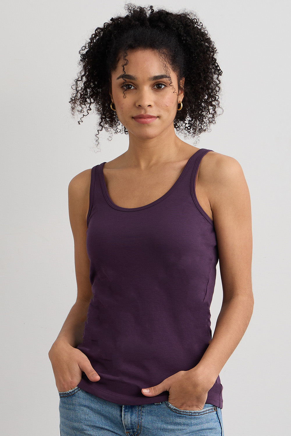 Women's Luxe 100% Organic Cotton Tank Top | Eggplant Purple | Fair Indigo | Ethically Made Clothing | Fair Trade Clothes