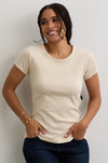Women's Luxe 100% Organic Cotton Jewel Neck Tee | Undyed Dye Free No Dye | Fair Indigo | Ethically Made Clothing | Fair Trade Clothes