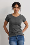 Women's Luxe 100% Organic Cotton Jewel Neck Tee | Dark Charcoal Heather | Fair Indigo | Ethically Made Clothing | Fair Trade Clothes