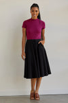 Women's 100% Organic Cotton Midi Skirt with Pockets | Boysenberry Purple | Fair Indigo | Ethically Made Clothing | Fair Trade Clothes
