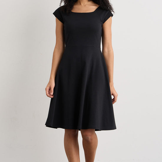 Women's Organic Cotton Ballet Neck Dress | Black | Fair Indigo | Ethically Made Clothing | Fair Trade Clothes