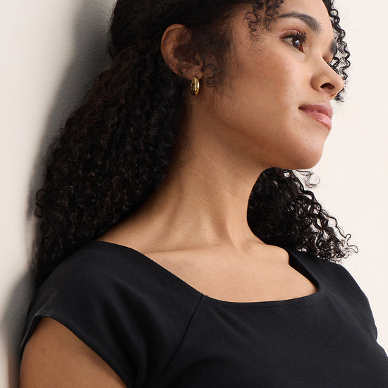 Women's Organic Cotton Ballet Neck Dress | Black | Fair Indigo | Ethically Made Clothing | Fair Trade Clothes