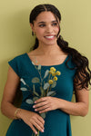 Women's Organic Cotton Ballet Neck Dress | Deep Teal Green | Fair Indigo | Ethically Made Clothing | Fair Trade Clothes