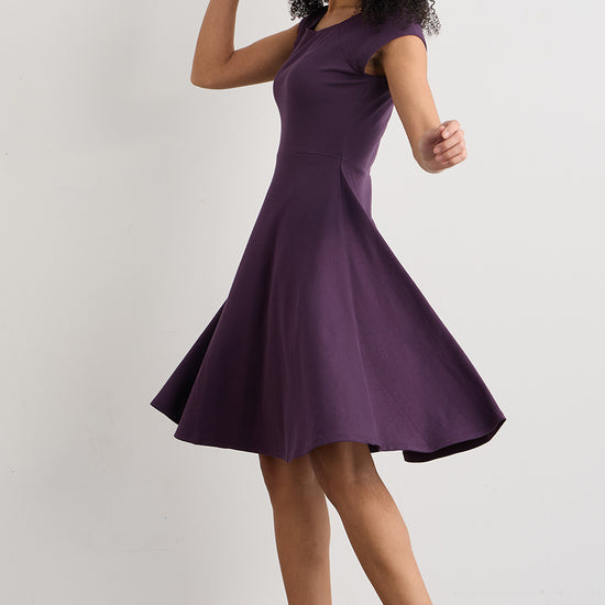 Women's Organic Cotton Ballet Neck Dress | Eggplant Purple | Fair Indigo | Ethically Made Clothing | Fair Trade Clothes