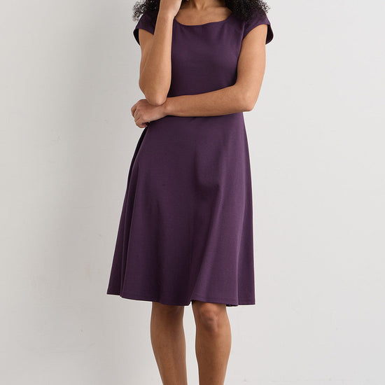 Women's Organic Cotton Ballet Neck Dress | Eggplant Purple | Fair Indigo | Ethically Made Clothing | Fair Trade Clothes
