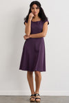 Women's Organic Cotton Ballet Neck Dress | Eggplant Purple | Fair Indigo | Ethically Made Clothing | Fair Trade Clothes