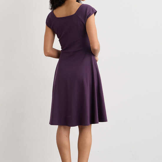 Women's Organic Cotton Ballet Neck Dress | Eggplant Purple | Fair Indigo | Ethically Made Clothing | Fair Trade Clothes