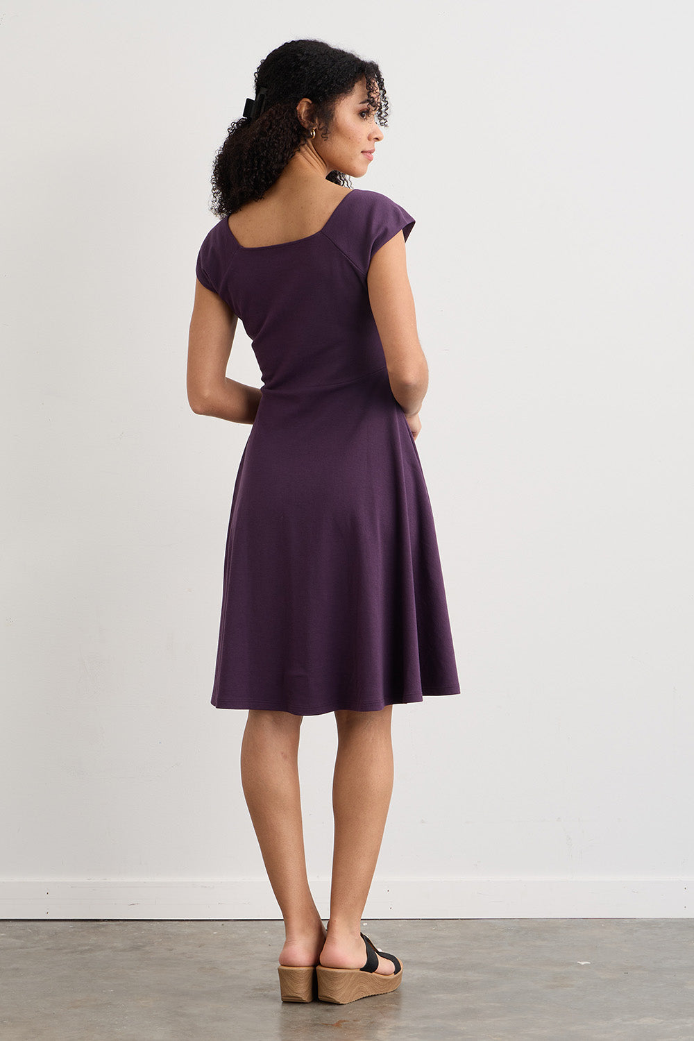 Women's Organic Cotton Ballet Neck Dress | Eggplant Purple | Fair Indigo | Ethically Made Clothing | Fair Trade Clothes