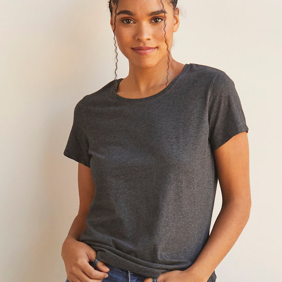Women's 100% Organic Cotton Relaxed Crew Neck T-shirt | Dark Charcoal Grey Heather | Fair Indigo | Ethically Made Clothing | Fair Trade Clothes