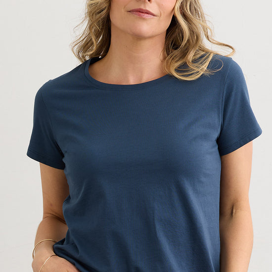 Women's 100% Organic Cotton Relaxed Crew Neck T-shirt | Indigo Blue | Fair Indigo | Ethically Made Clothing | Fair Trade Clothes