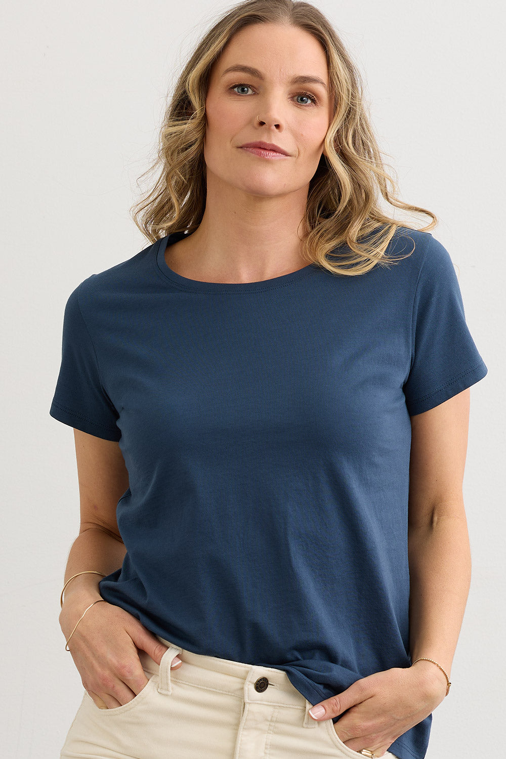 Women's 100% Organic Cotton Relaxed Crew Neck T-shirt | Indigo Blue | Fair Indigo | Ethically Made Clothing | Fair Trade Clothes