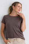 Women's 100% Organic Cotton Relaxed Crew Neck T-shirt | Iron Brown | Fair Indigo | Ethically Made Clothing | Fair Trade Clothes