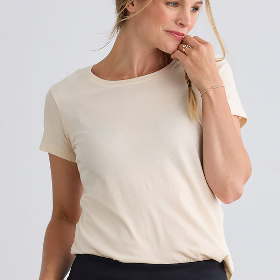 Women's 100% Organic Cotton Relaxed Crew Neck T-shirt | Undyed Dye Free No Dye | Fair Indigo | Ethically Made Clothing | Fair Trade Clothes