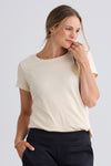 Women's 100% Organic Cotton Relaxed Crew Neck T-shirt | Undyed Dye Free No Dye | Fair Indigo | Ethically Made Clothing | Fair Trade Clothes