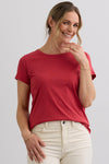 Women's 100% Organic Cotton Relaxed Crew Neck T-shirt | Vintage Red | Fair Indigo | Ethically Made Clothing | Fair Trade Clothes