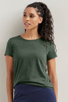Women's 100% Organic Cotton Relaxed Crew Neck T-shirt | Balsam Green | Fair Indigo | Ethically Made Clothing | Fair Trade Clothes