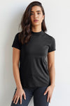 Women's Slim Organic Cotton Short Sleeve Mock Neck Top | Black | Fair Indigo | Ethically Made Clothing | Fair Trade Clothes