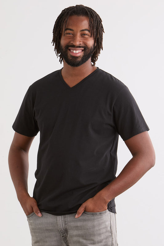 Men's Organic Cotton V-Neck T-Shirt | Black | Fair Indigo | Ethically Made Clothing | Fair Trade Clothes